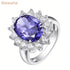 Newshe Vintage Oval Lab-Created Tanzanite Engagement Rings for Women Cocktail Party Wedding Luxury Jewelry