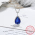 Pear Cut Created Blue Sapphire 925 Sterling Silver Water Drop Pendant Necklace Fashion Gemstone Jewelry For Women Party Gift