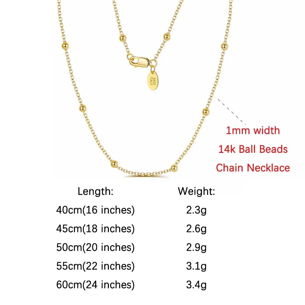 VIXONNA 925 Sterling Silver Satellite Necklace - Minimalist Ball Chain