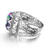 Vintage Rings For Men Genuine 925 Sterling Silver Male Ring 13*13mm Mystic Topaz Round Cut Stone Men's Jewelry Beautiful