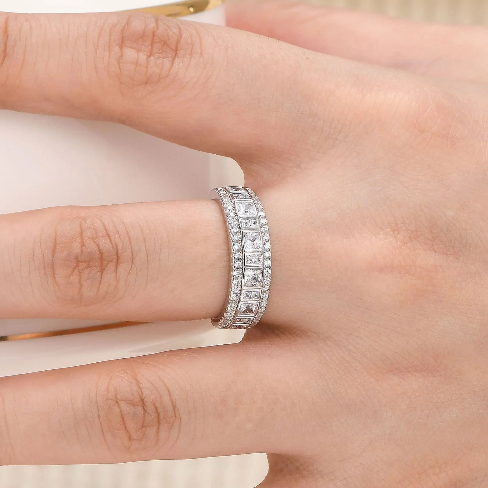 Newshe Glamorous 925 Sterling Silver Engagement Ring for Women AAAAA Grade Princess Cut Cubic Zirconia Wedding Fine Jewelry Gift