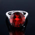 Garnet Wedding Ring Women Solid 925 Sterling Silver Rings Big Round Gemstone Ringly Carve Vintage Daily Fine Jewelry