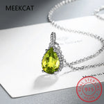 Pear Cut Created Blue Sapphire 925 Sterling Silver Water Drop Pendant Necklace Fashion Gemstone Jewelry For Women Party Gift