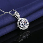 New Fashion 925 Sterling Silver Jewelry Round Zircon Pendants Necklaces Women Fine Semi Rhinestone Circle Clavicle Chain Choker