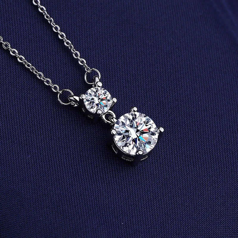 New Fashion 925 Sterling Silver Jewelry Round Zircon Pendants Necklaces Women Fine Semi Rhinestone Circle Clavicle Chain Choker