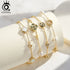 Rinntin 925 Sterling Silver Shell 14K Gold Four Leaf Clover Bracelet Waterproof Flower Bracelets Jewelry for Women Girls Gift