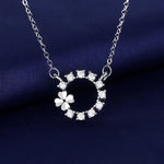 925 Sterling Silver Necklace For Women Round Pendent Sparkling Pave CZ Necklace Fashion Anniversary Birthday Jewelry Gifts N755