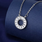 925 Sterling Silver Necklace For Women Round Pendent Sparkling Pave CZ Necklace Fashion Anniversary Birthday Jewelry Gifts