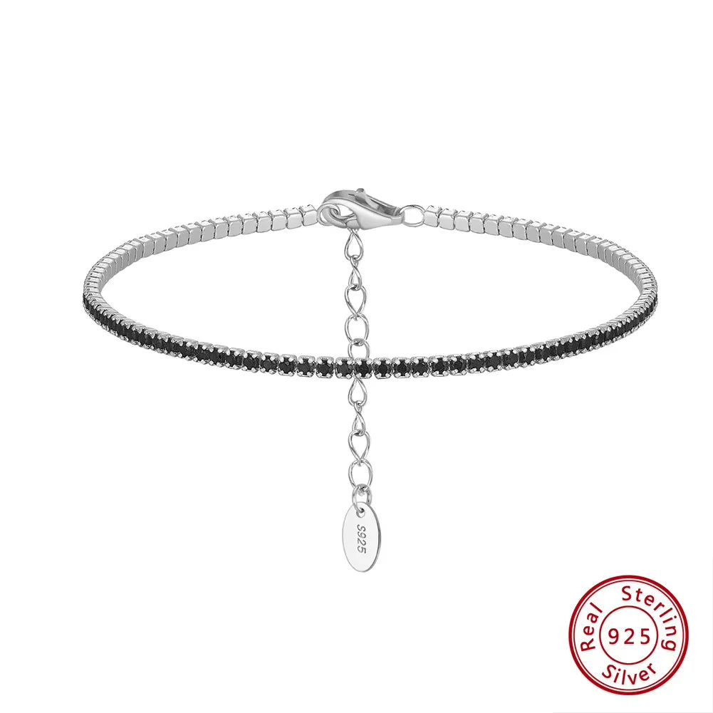 Rinntin Brilliant Tennis Bracelet 925 Sterling Silver 1.5mm Bazel Setting Zircon for Women Luxury Chain Bracelet Jewelry SB190