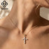 Rinntin Real Moissanite Diamond Cross Pendant 925 Sterling Silver Necklace Party Choker Chain Fine Jewelry Accessories MON16