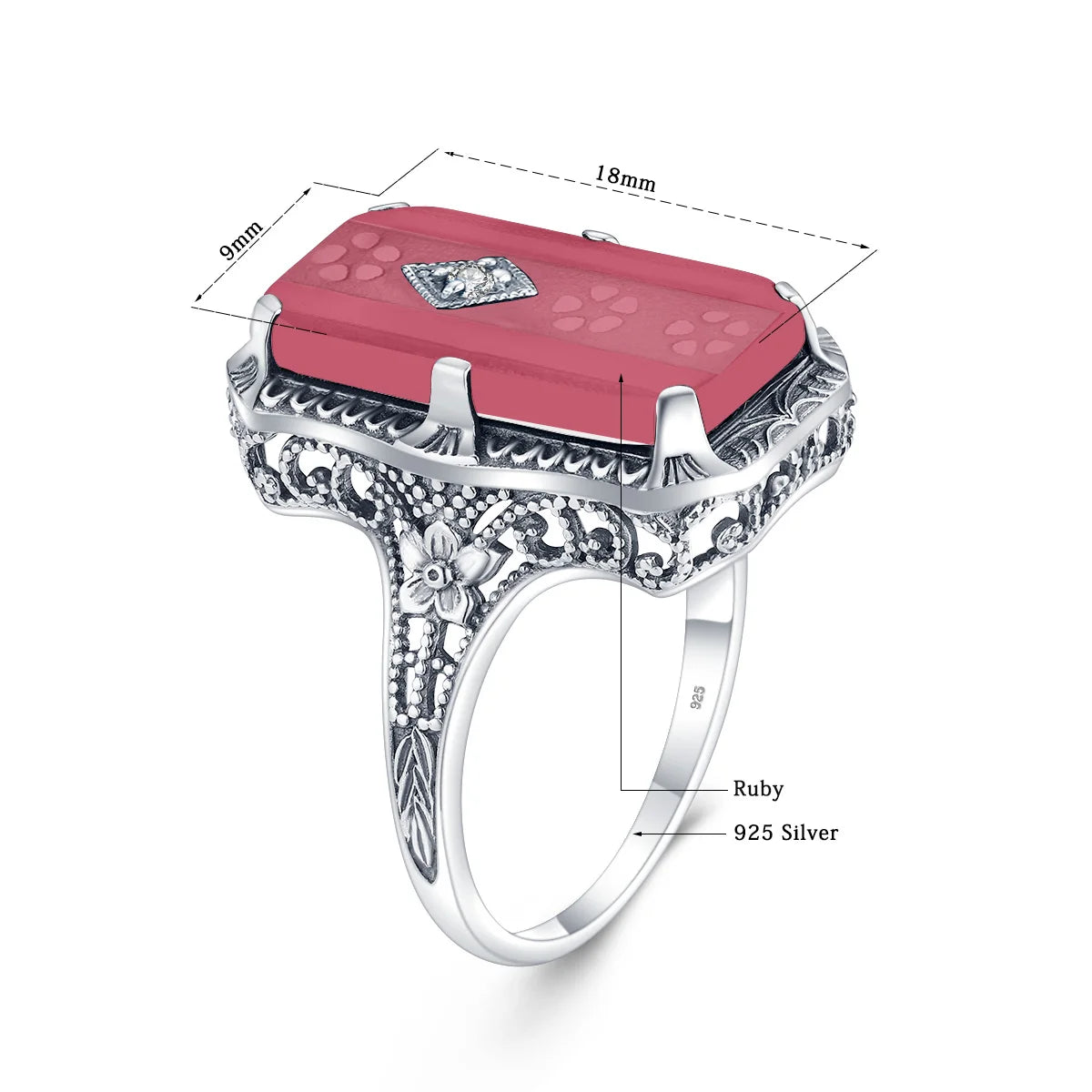 Unique 925 Sterling Silver Ring for Woman Simulated Emerald Vintage Filigree Persian Design Femal Elegant Rings Hand Made