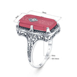 Unique 925 Sterling Silver Ring for Woman Simulated Emerald Vintage Filigree Persian Design Femal Elegant Rings Hand Made