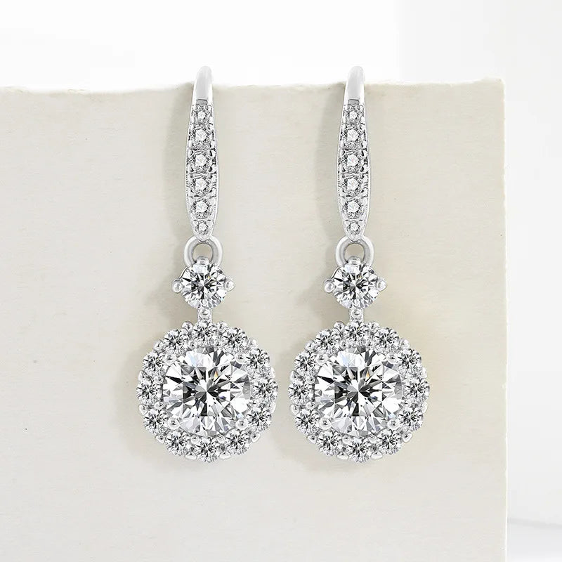 1CT Full Moissanite Heart Earrings For Women Girls DVVS1 925 Sterling Silver Sparkling Engagement Jewelry High Quality