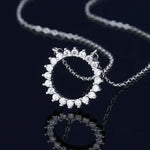 New Fashion 925 Sterling Silver Jewelry Round Zircon Pendants Necklaces Women Fine Semi Rhinestone Circle Clavicle Chain Choker