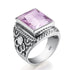 Massive 925 Sterling Silver Thick Men's Rings Amethyst Vintage Art Deco Revival Vintage Male Jewelry Party Gift For Husband