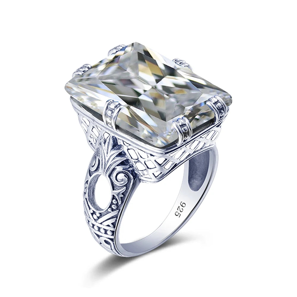 925 Sterling Silver ring Amber Square For Women Bridal Wedding Gemstone Rings Enagement Party Fine Jewelry High Quality