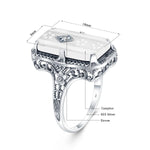 Unique 925 Sterling Silver Ring for Woman Simulated Emerald Vintage Filigree Persian Design Femal Elegant Rings Hand Made