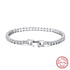 Rinntin Luxury Real 925 Sterling Silver Tennis Bracelet Women with AAAA Zircon Female Bangle Party Wedding Jewelry Gifts SB91