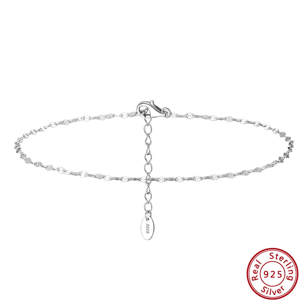 Rinntin 925 Sterling Silver Fish Lips Chain Anklet for Women Fashion Foot Bracelet Summer Sexy Silver Ankle Straps Jewelry SA33