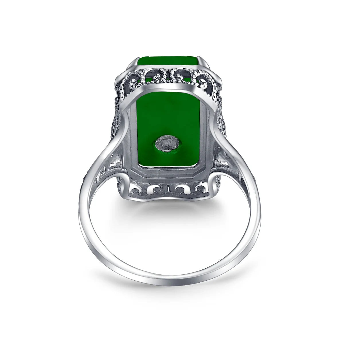 Unique 925 Sterling Silver Ring for Woman Simulated Emerald Vintage Filigree Persian Design Femal Elegant Rings Hand Made
