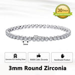 Rinntin Genuine 925 Sterling Silver Tennis Chain Bracelet Handmade High-end Luxury Hand Chain for Men Women Jewelry Gift SB128