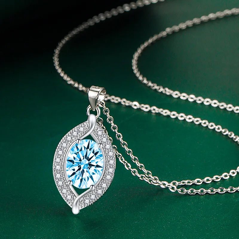 New 925 Sterling Silver Jewelry Elegant Feather Zircon Pendants Necklaces Women Fashion Exquisite Symbol CZ Wild Clavicle Chain