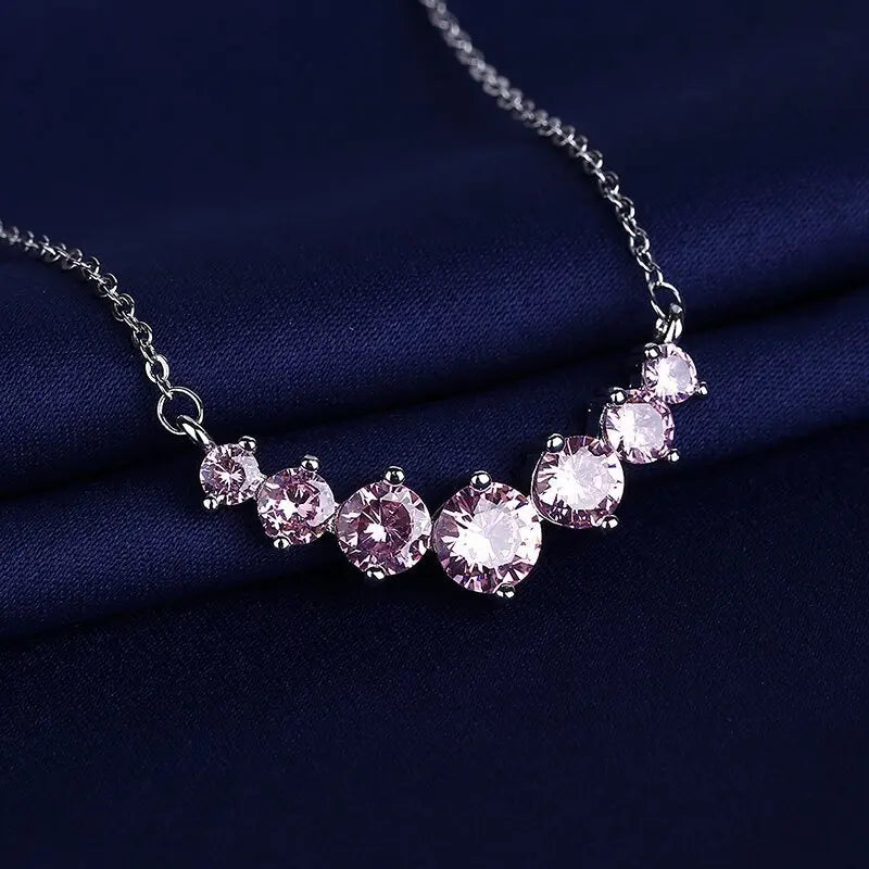 925 Sterling Silver Necklace For Women Round Pendent Sparkling Pave CZ Necklace Fashion Anniversary Birthday Jewelry Gifts N755
