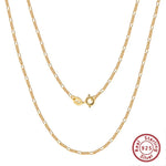 Rinntin Genuine Diamond-Cut 1.7mm Figaro Link Chain Necklace 925 Sterling Silver Simple Dainty Neck Chain Jewelry SC27
