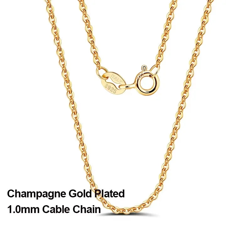 Rinntin Rose Gold 925 Sterling Silver Fashion Cable Link Chains Necklace for Women Thin Neck Chain Accessories Jewelry SC06