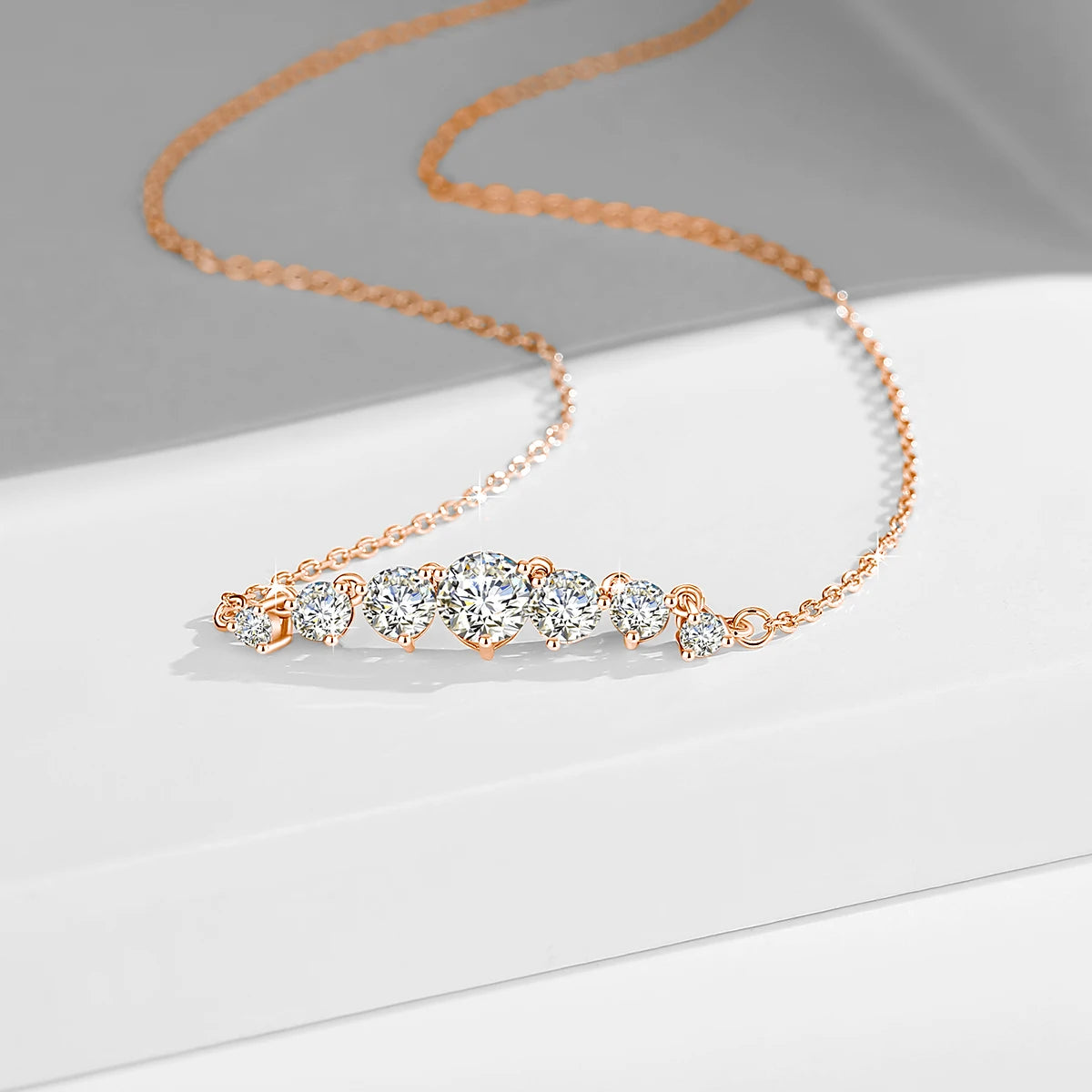 Smiles 7 Stones 2.8ct Mosanites Diamond Women's 925 Sterling Silver Necklaces Luxury Sparkling Fine Jewelry GRA Certificate
