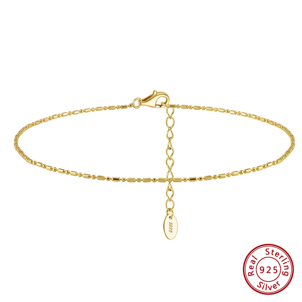 Rinntin 925 Sterling Silver Fish Lips Chain Anklet for Women Fashion Foot Bracelet Summer Sexy Silver Ankle Straps Jewelry SA33