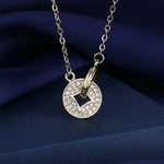 925 Sterling Silver Necklace For Women Round Pendent Sparkling Pave CZ Necklace Fashion Anniversary Birthday Jewelry Gifts N755