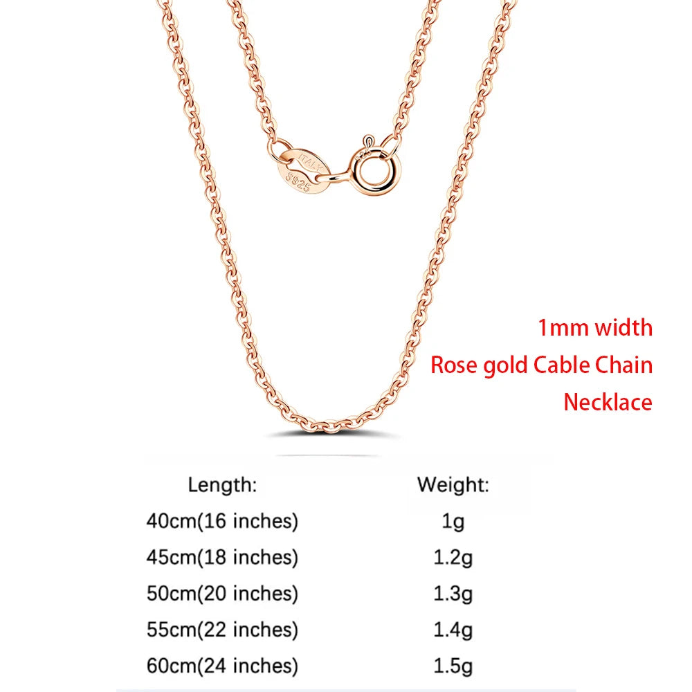 Rinntin 925 Sterling Silver Italian Handmade 1.2mm Chopin Chain Necklace for Women Fashion Simple Basic Neck Chain Jewelry SC53