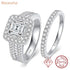 Newshe Women's GRA Certified Moissanite Ring Set 6.5mm Emerald Asscher Cut 2 Pcs 925 Silver Bridal Wedding Rings