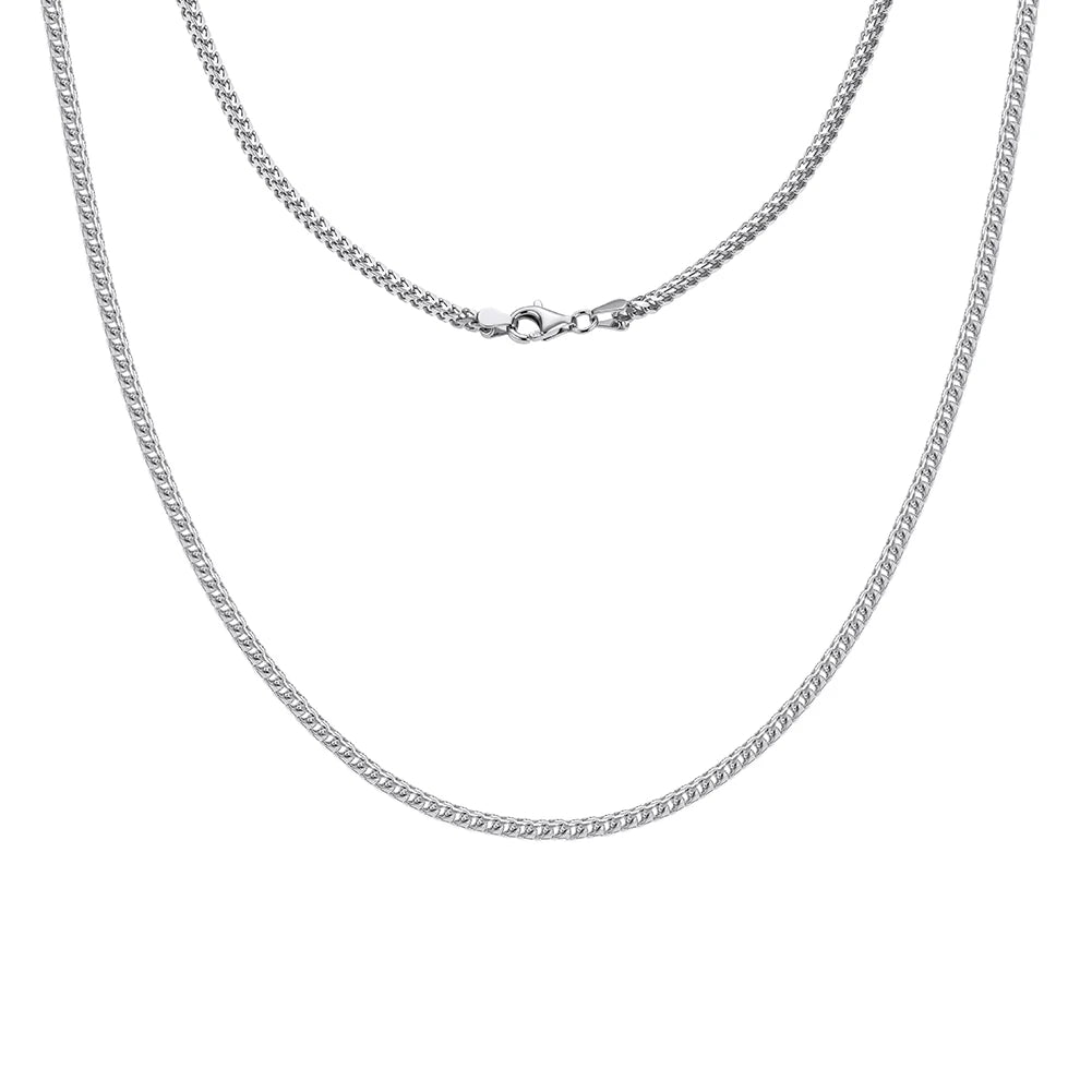 Rinntin Genuine 925 Sterling Silver Italian 2.0mm Franco Link Chain Necklace for Women Vintage Silver Dainty Jewelry SC92