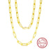 Rinntin Diamond Cut Paper Clip Necklace S925 Sterling Silver 14K 18K Gold Plated Stacked Necklaces PaperClip Collar Chain SC39