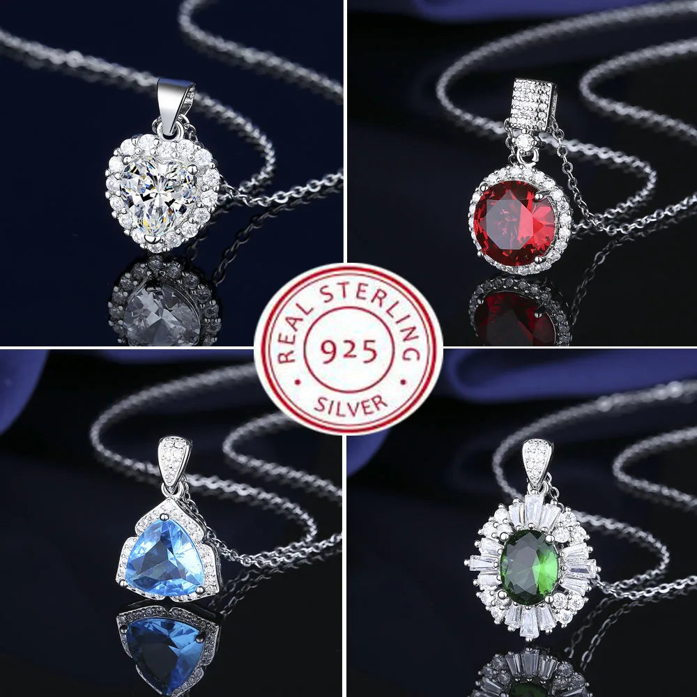 925 Sterling Silver Necklace For Women Round Pendent Sparkling Pave CZ Necklace Fashion Anniversary Birthday Jewelry Gifts