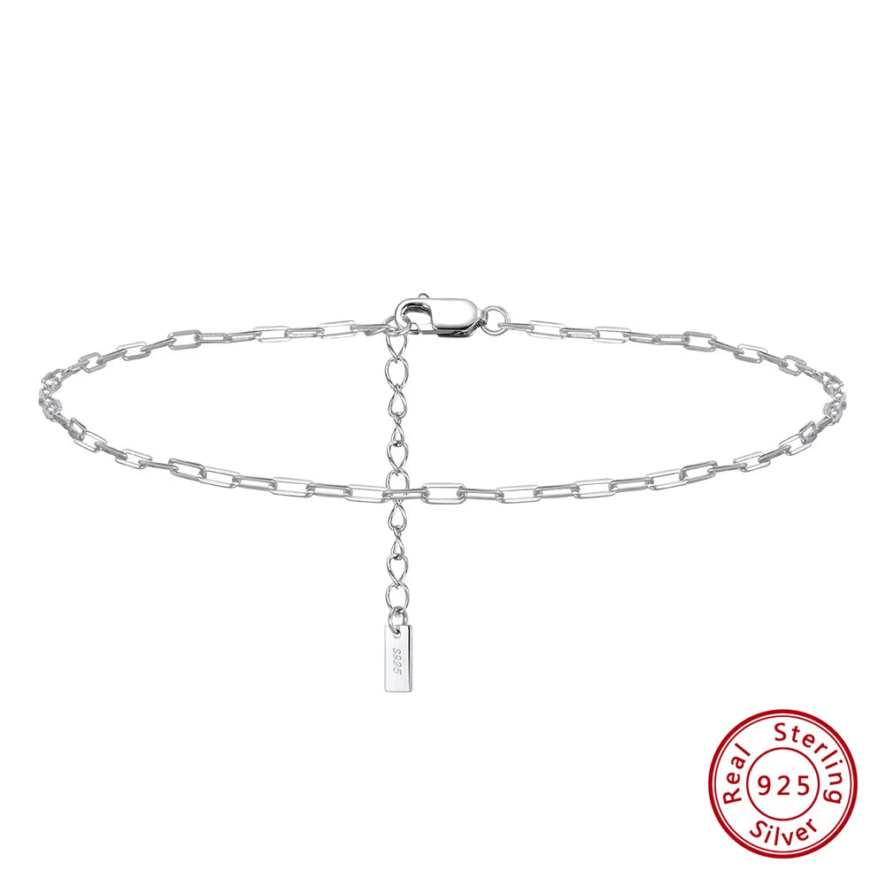 Rinntin 925 Sterling Silver Fish Lips Chain Anklet for Women Fashion Foot Bracelet Summer Sexy Silver Ankle Straps Jewelry SA33