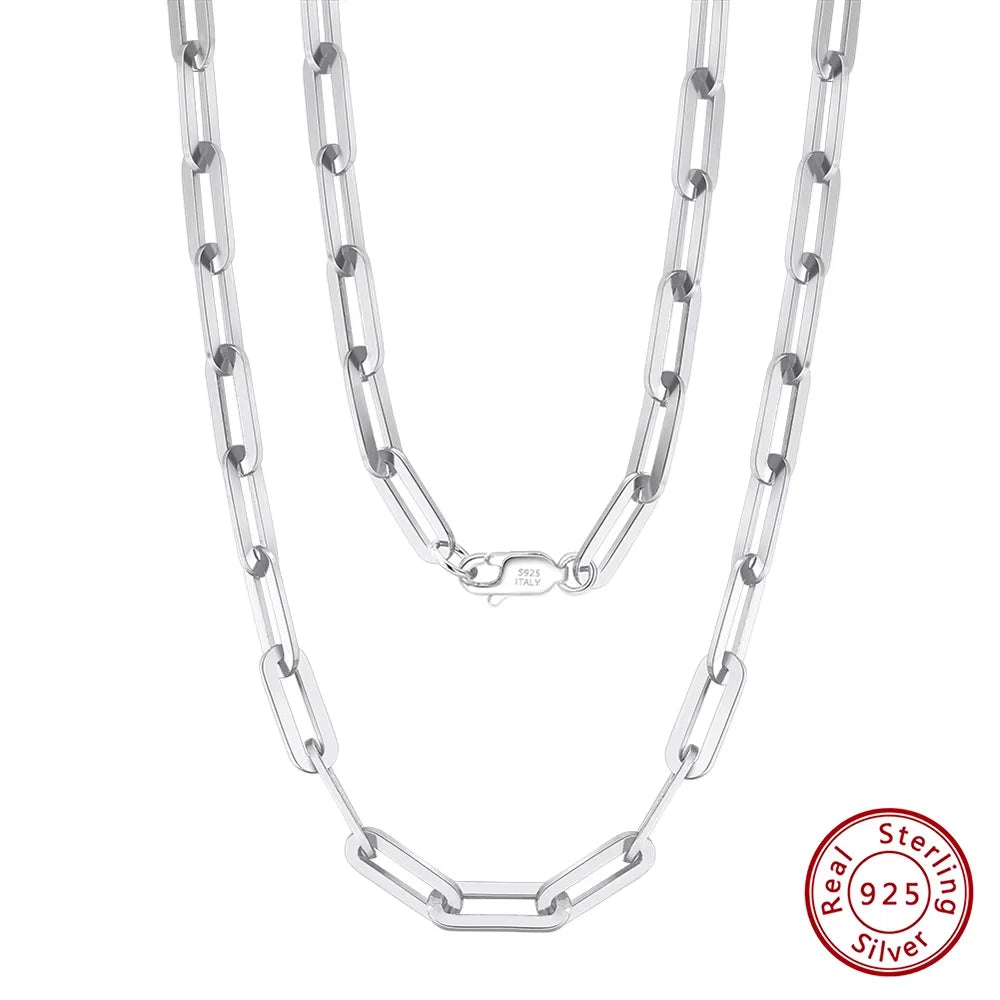 Rinntin Diamond Cut Paper Clip Necklace S925 Sterling Silver 14K 18K Gold Plated Stacked Necklaces PaperClip Collar Chain SC39