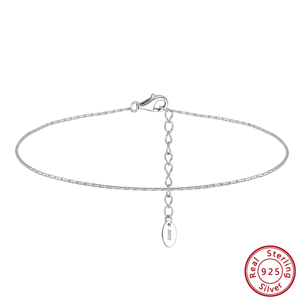 Rinntin 925 Sterling Silver Fish Lips Chain Anklet for Women Fashion Foot Bracelet Summer Sexy Silver Ankle Straps Jewelry SA33