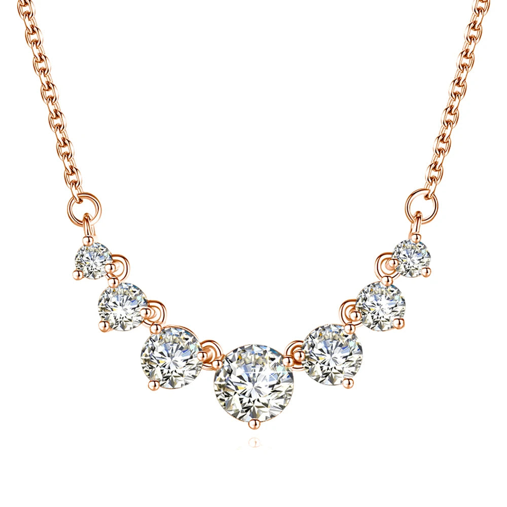 Smiles 7 Stones 2.8ct Mosanites Diamond Women's 925 Sterling Silver Necklaces Luxury Sparkling Fine Jewelry GRA Certificate