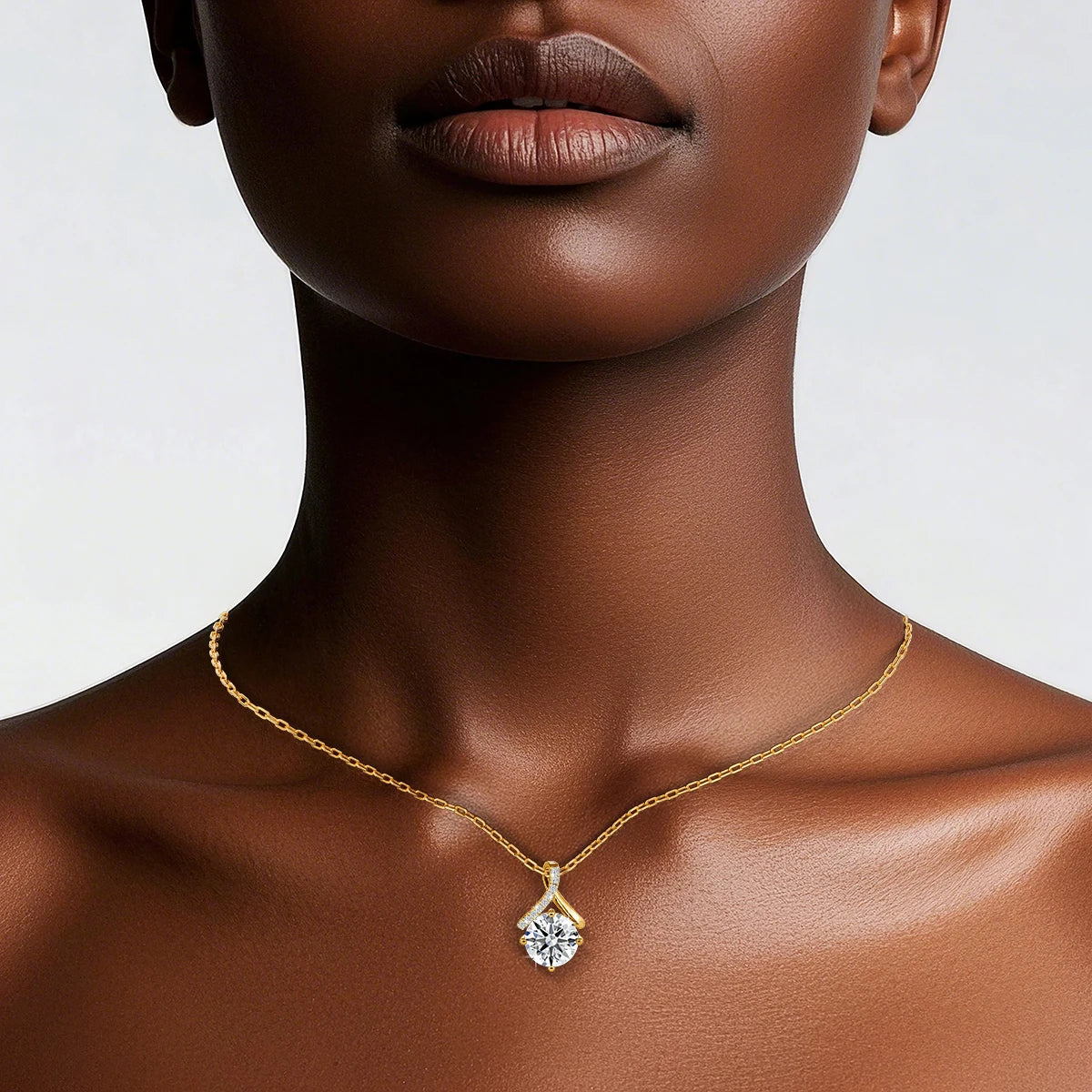 14K Gold Twist Round Cut Moissantie Diamond Necklace for Women Love Engagement k Gold Pendant Certificate Factory Wholesale