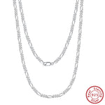 Rinntin High Quality 40- 60cm Women Men Figaro Necklace 925 Silver Figaro Link Chain Necklaces Choker Jewelry Party Gift SC27