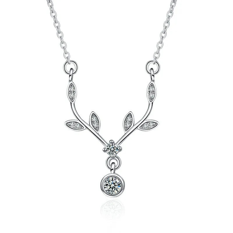 New Fashion 925 Sterling Silver Jewelry Round Zircon Pendants Necklaces Women Fine Semi Rhinestone Circle Clavicle Chain Choker