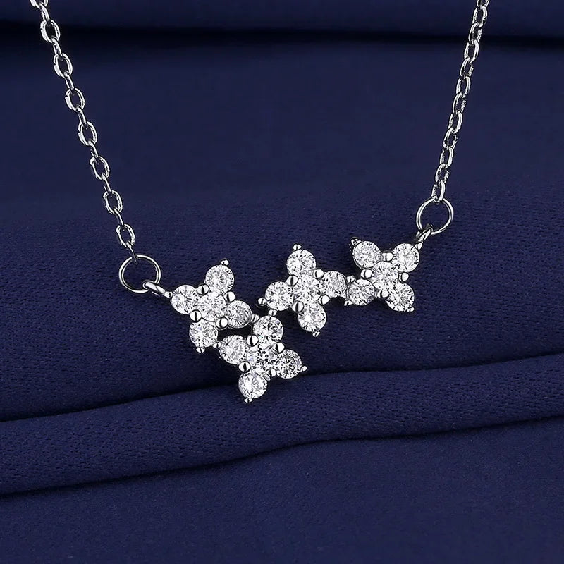 New Fashion 925 Sterling Silver Jewelry Round Zircon Pendants Necklaces Women Fine Semi Rhinestone Circle Clavicle Chain Choker