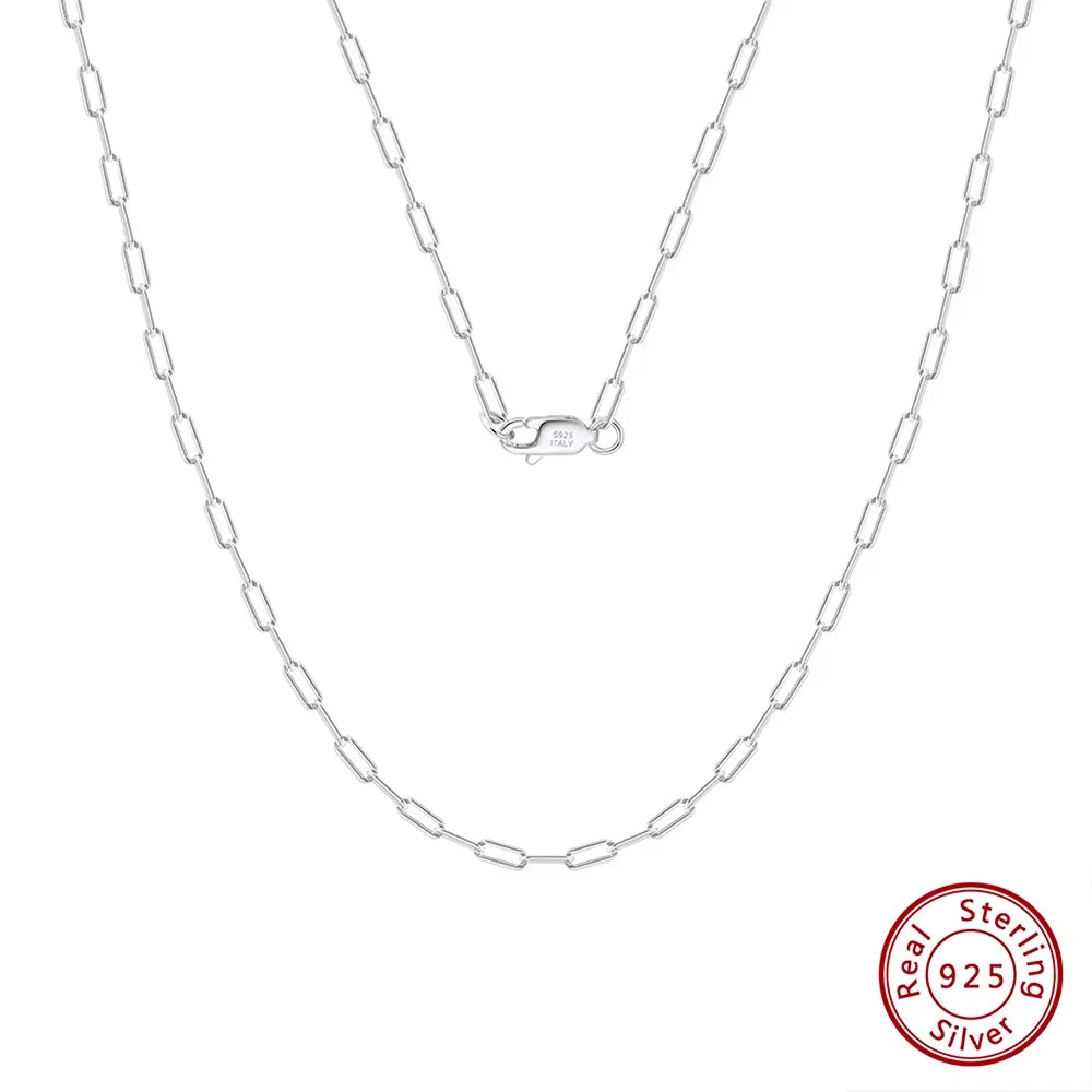 Rinntin Diamond Cut Paper Clip Necklace S925 Sterling Silver 14K 18K Gold Plated Stacked Necklaces PaperClip Collar Chain SC39