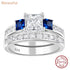 Newshe 925 Sterling Silver Rings Set for Women Three Princess Cut White Blue AAAAA Zircons Luxury Engagement Wedding Jewelry