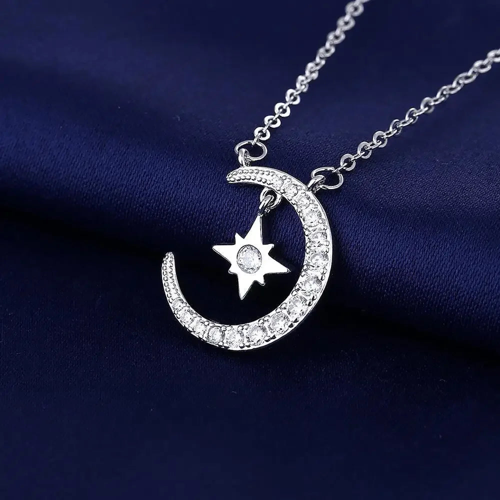 925 Sterling Silver Necklace For Women Round Pendent Sparkling Pave CZ Necklace Fashion Anniversary Birthday Jewelry Gifts