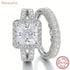 Newshe 2Pcs Solid 925 Sterling Silver Wedding Rings for Women Bridal Set 8*8mm 3CT Princess Cut 5A Cubic Zircon Fine Jewelry