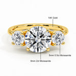 Luxe Three Stone Moissanite Diamond 14K Gold Engagement Ring Au585 Elegant Love Rings for Women Delicate Certified Wedding Bands